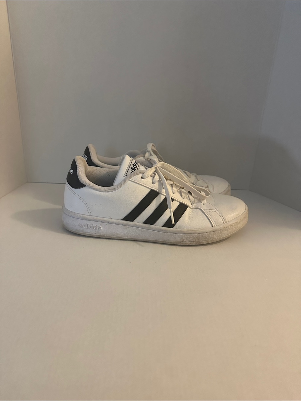 adidas White and Black Court-Style Sneakers
